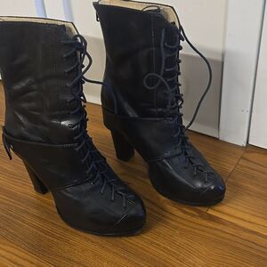 Alexander McQueen Leather Lace Up  Boots